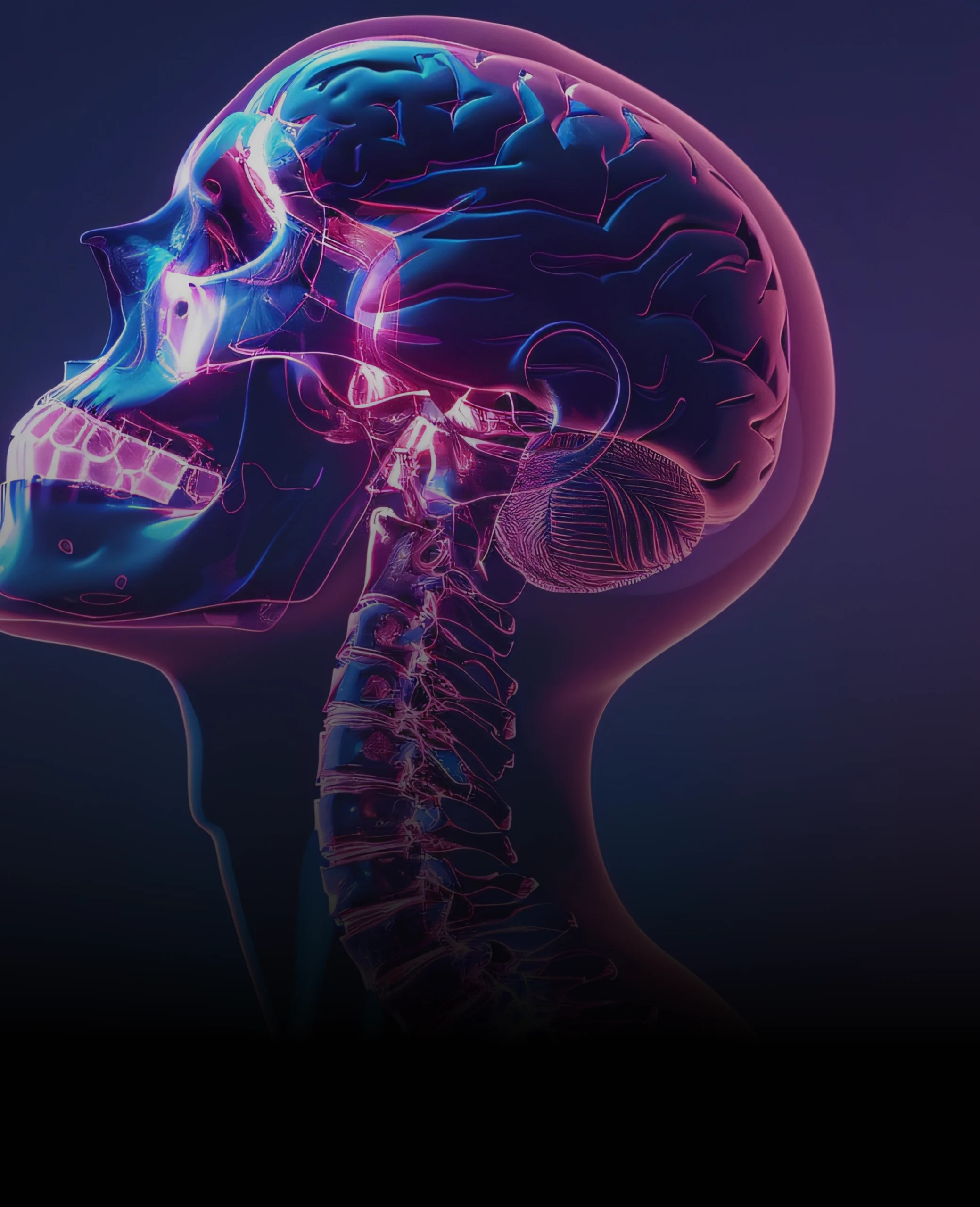 x-ray view of the thyroid with a neon purple background
